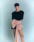 Bow Drape Mini Skirt Pink and Black