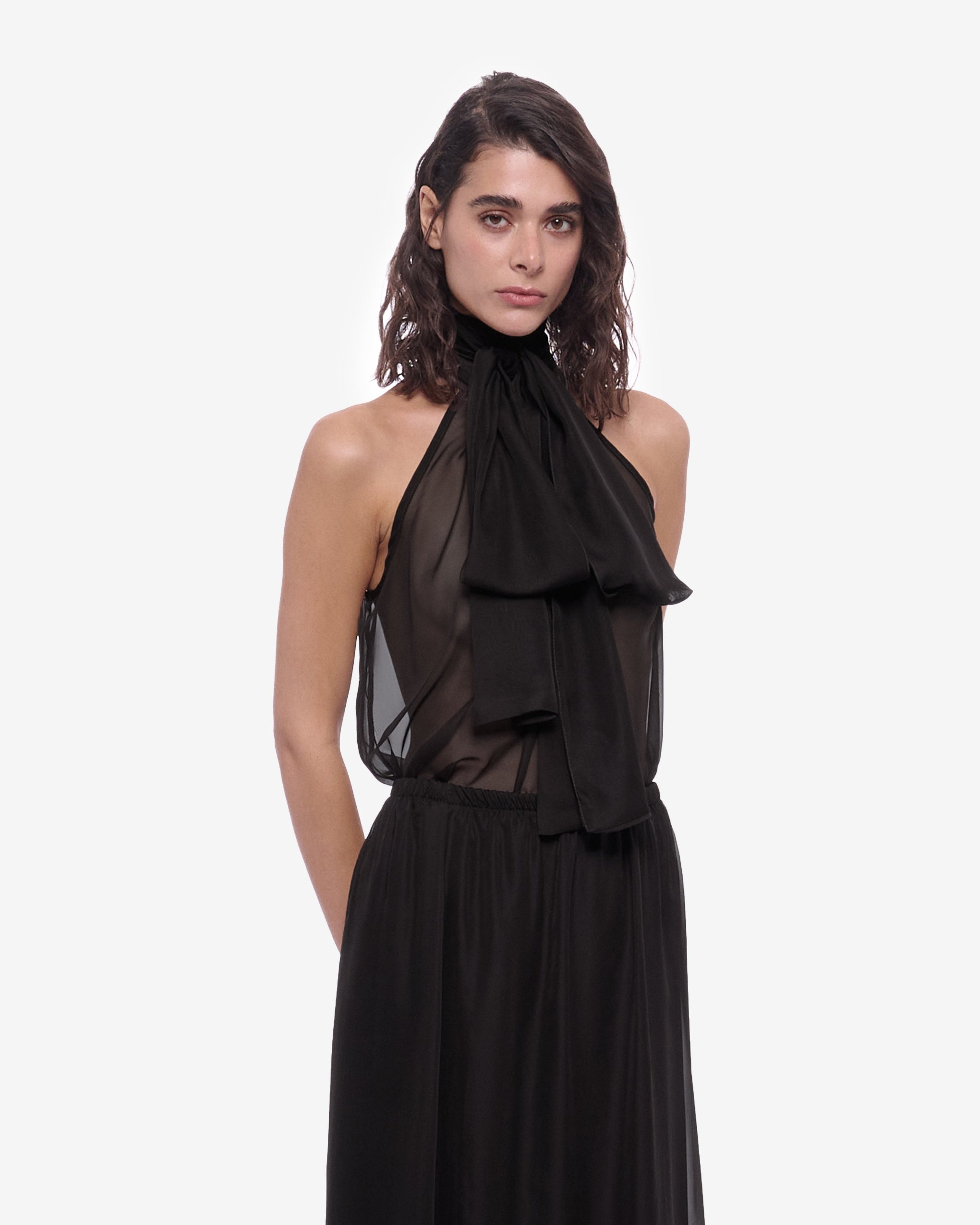 Eloise Sheer Chiffon Top Black