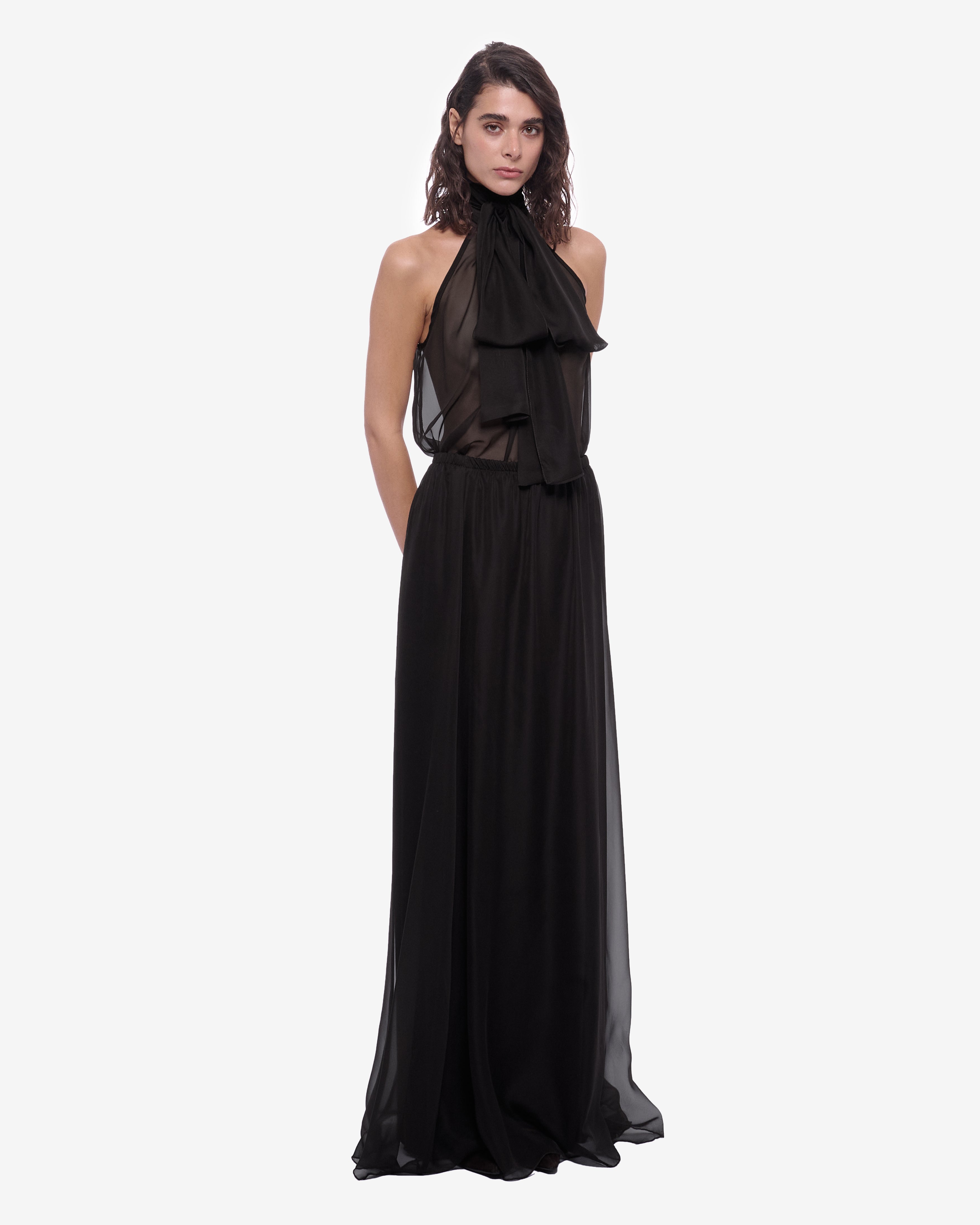 Eva Maxi Sheer Chiffon Skirt Black