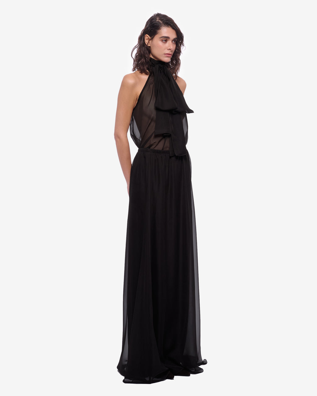 Eva Maxi Sheer Chiffon Skirt Black