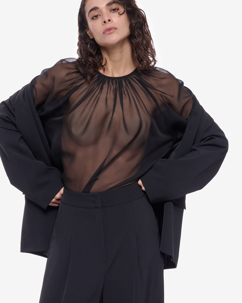 Nina Sheer Chiffon Shirt Black
