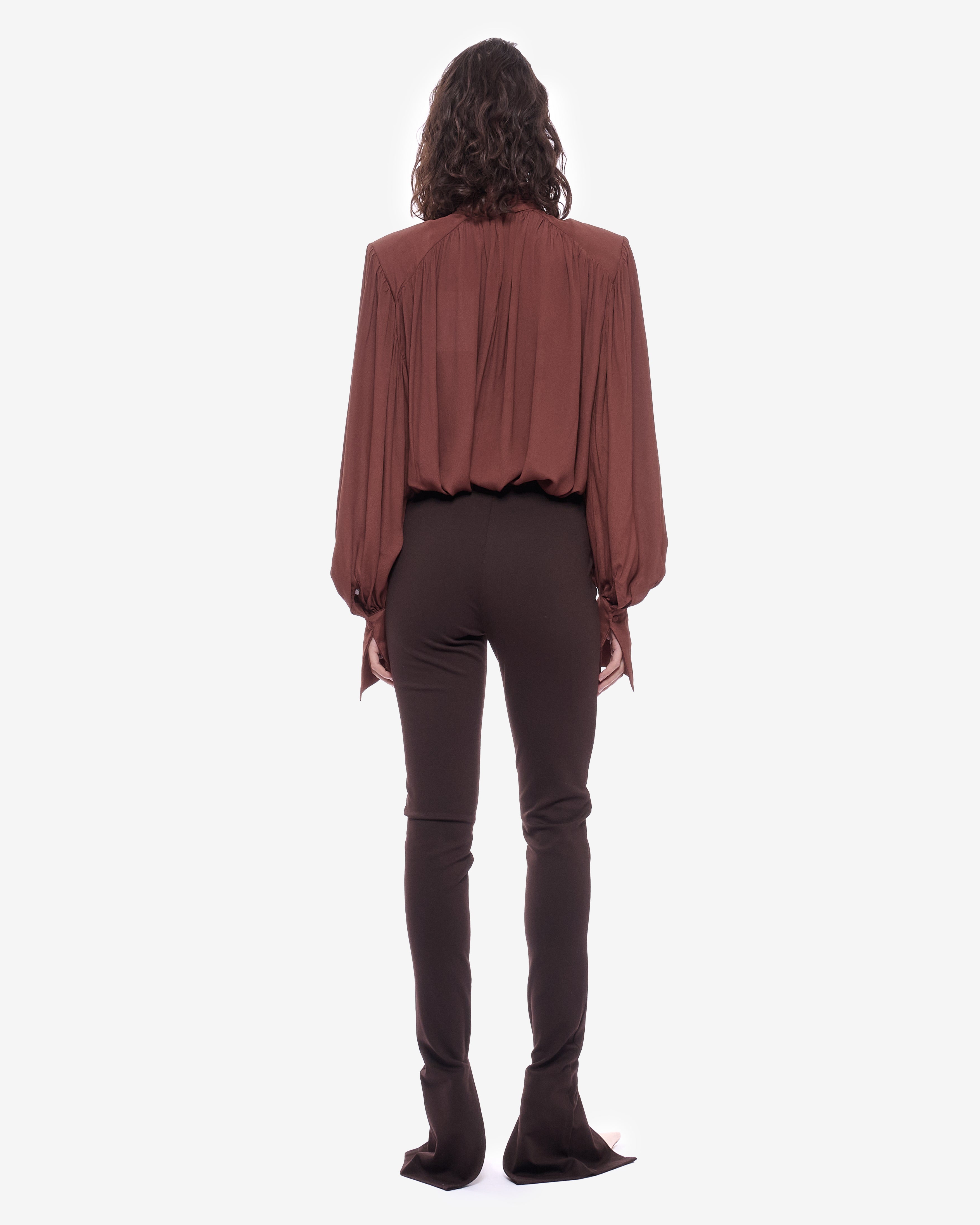 Leah Maxi Chiffon High-neck Top Light Brown