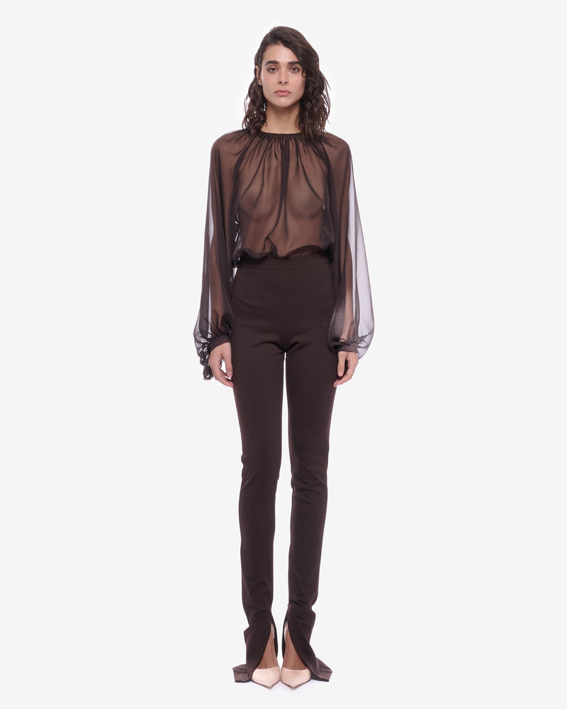 Nina Sheer Chiffon Shirt Brown