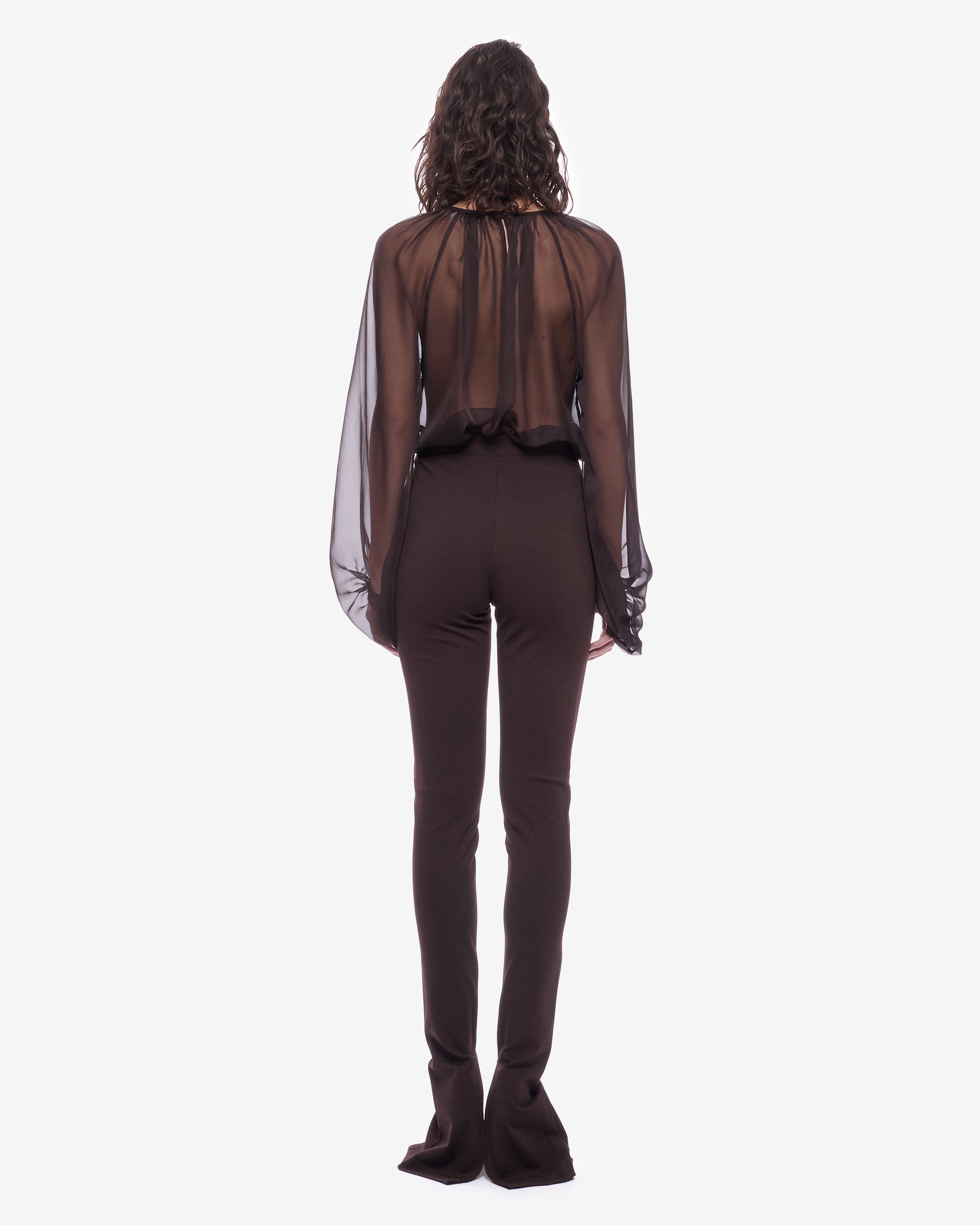 Nina Sheer Chiffon Shirt Brown