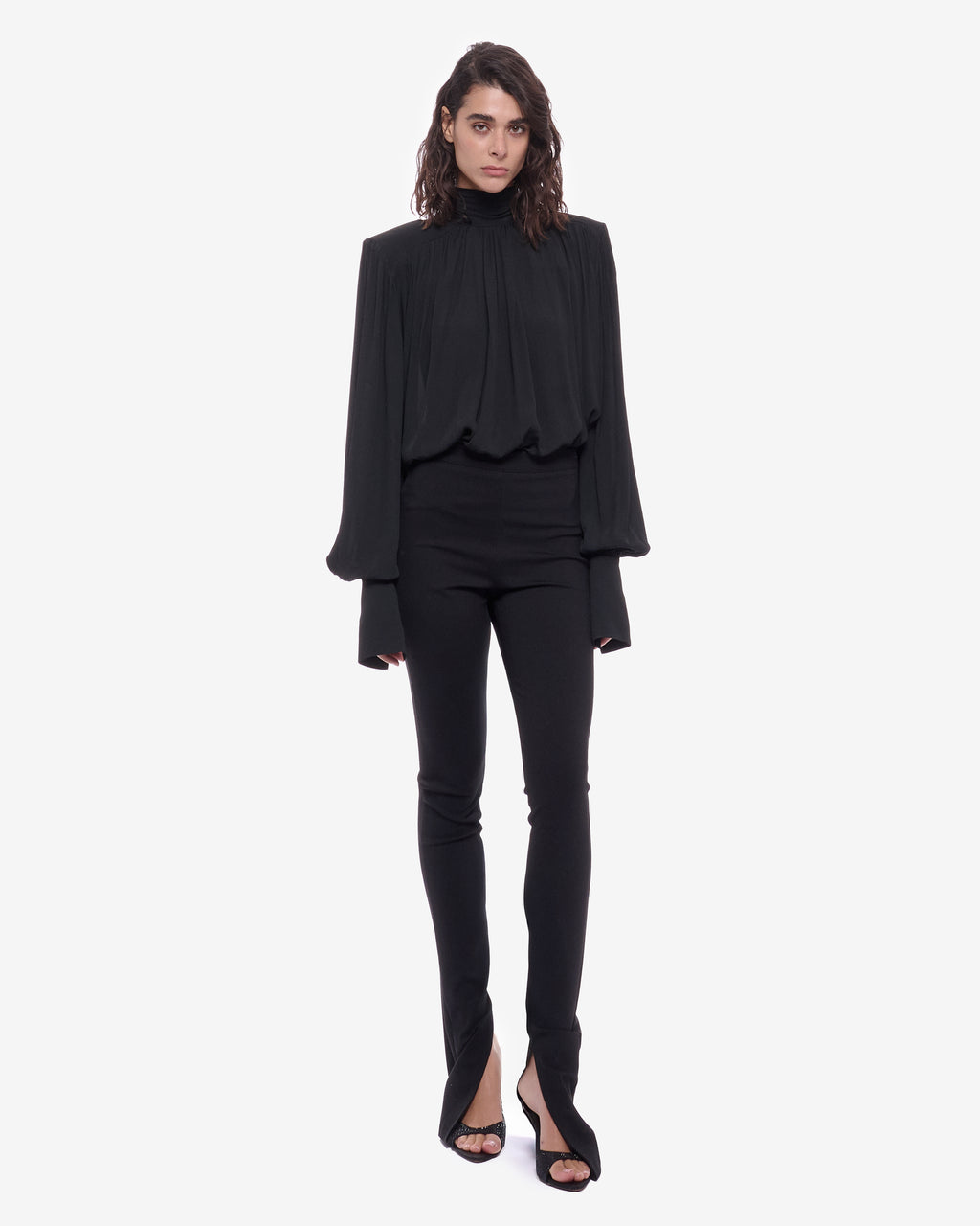 Leah Maxi Chiffon High-neck Top Black