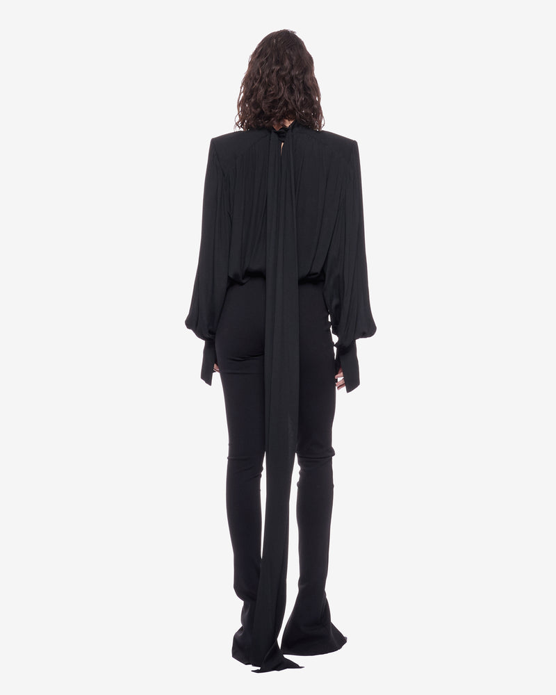 Leah Maxi Chiffon High-neck Top Black