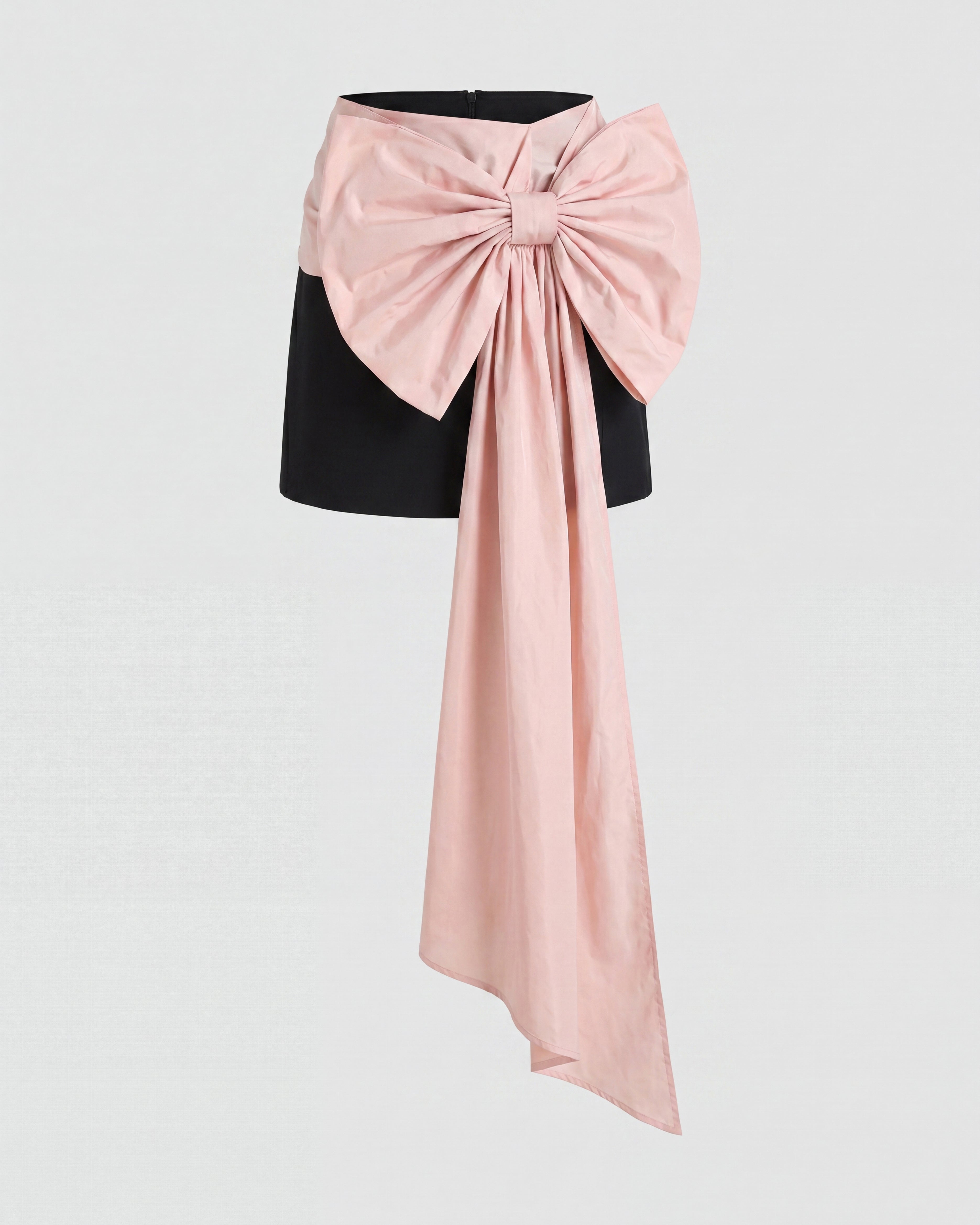 Bow Drape Mini Skirt Pink and Black