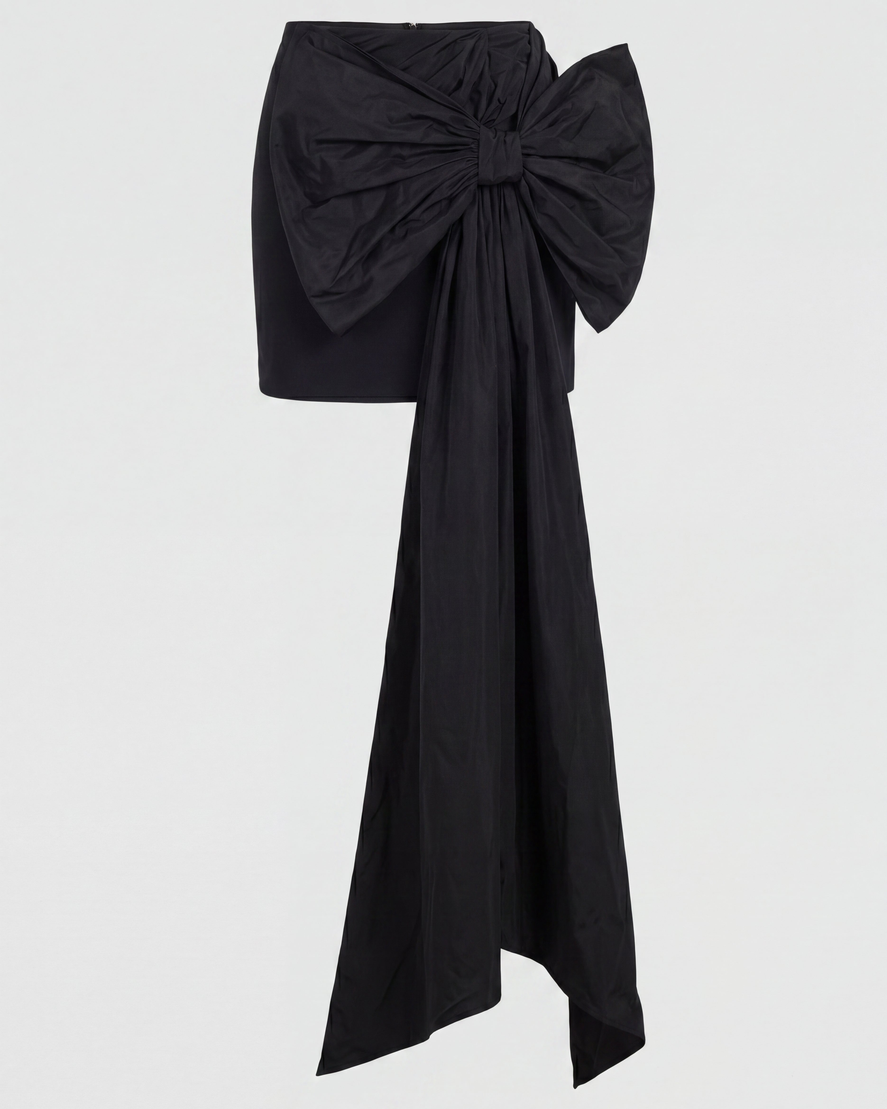 Bow Drape Mini Skirt Black