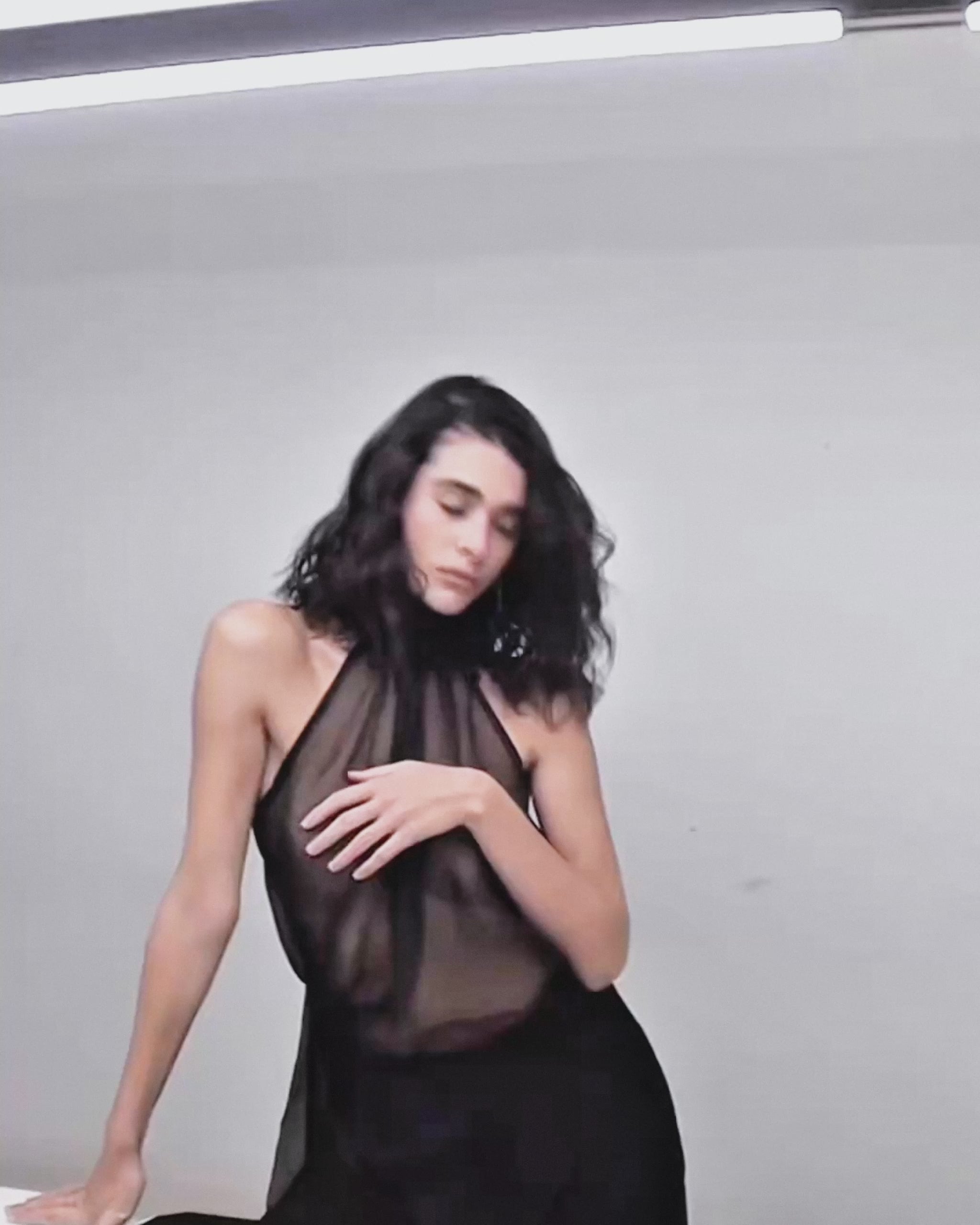 Eloise Sheer Chiffon Top Black